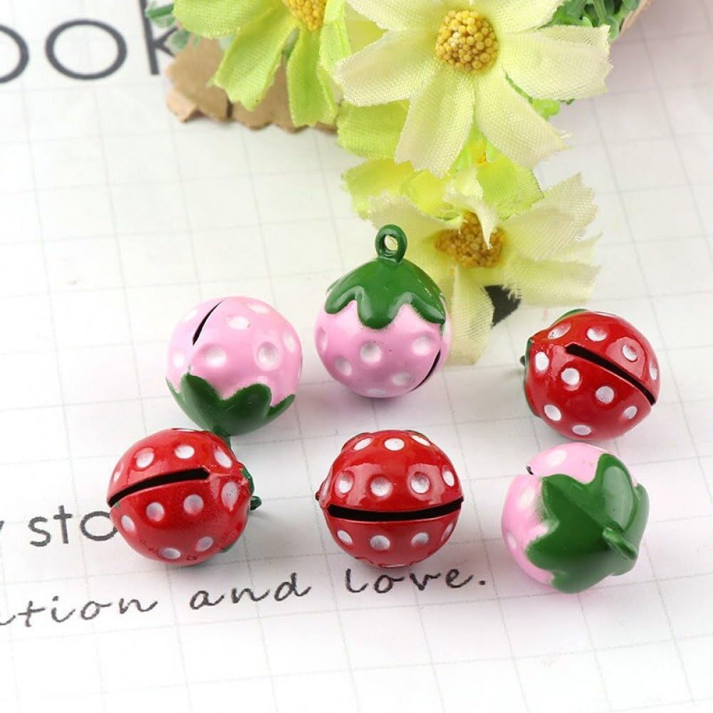 10pcs Strawberry Shape Bells for Jewelry and Decor