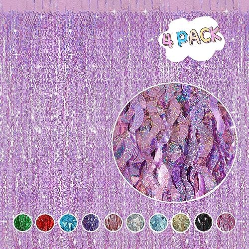 4 Pack Pink Tinsel Curtain Party Backdrop