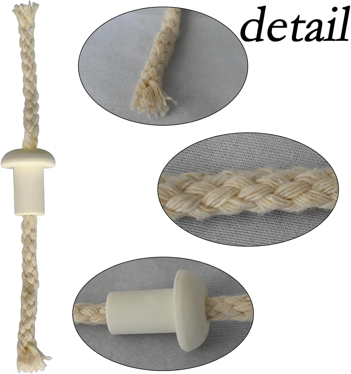 Round Cotton Kerosene Lamp Wicks with Ceramic Holder - 10Pcs
