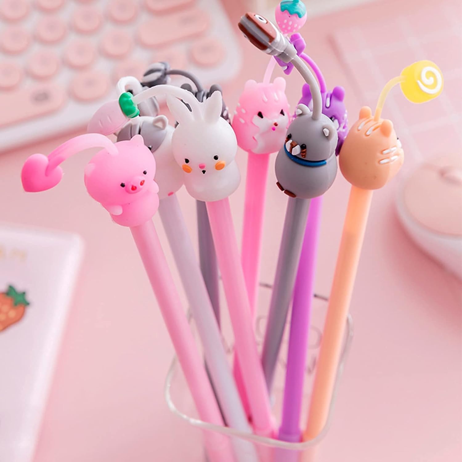 COMAIK 16 Pcs Cartoon Animal Gel Ink Pens for Kids