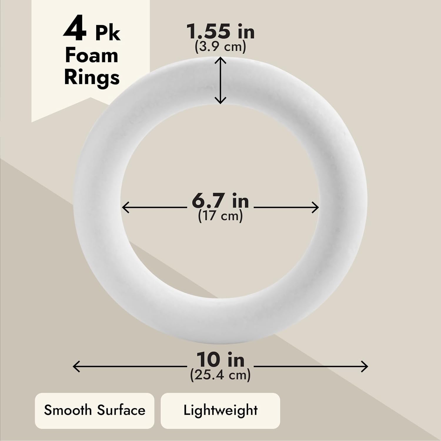 4 Pack Foam Wreath Forms 10 Inch White