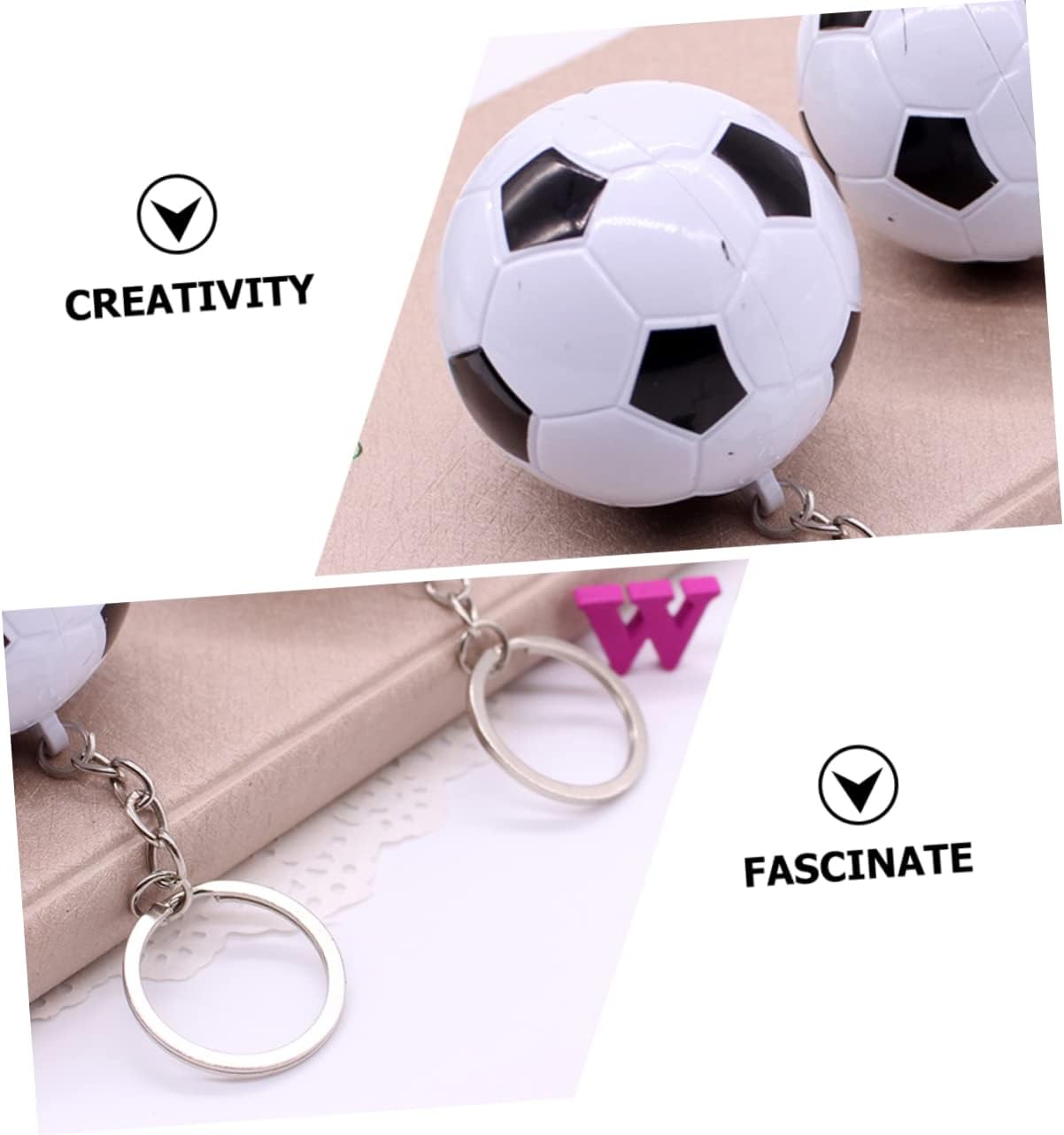 20pcs Soccer Design Retractable Pens Keychain Set