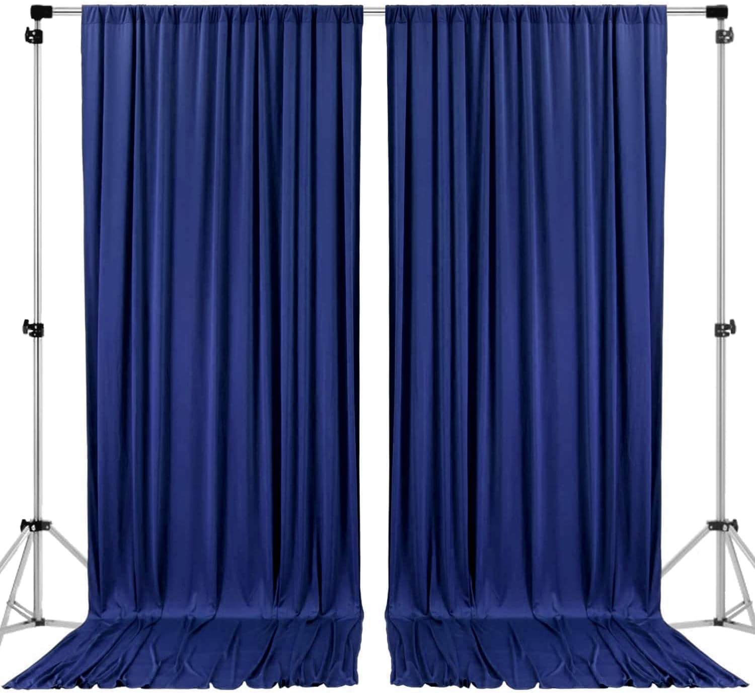 AK TRADING CO 10x10 ft Polyester Backdrop Drapes with Rod Pockets - Navy Blue