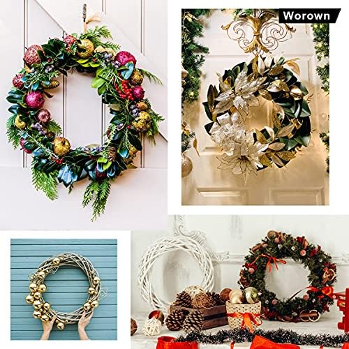 Worown 6 Pcs 8 Inch Silver Metal Wreath Hoops for Crafts