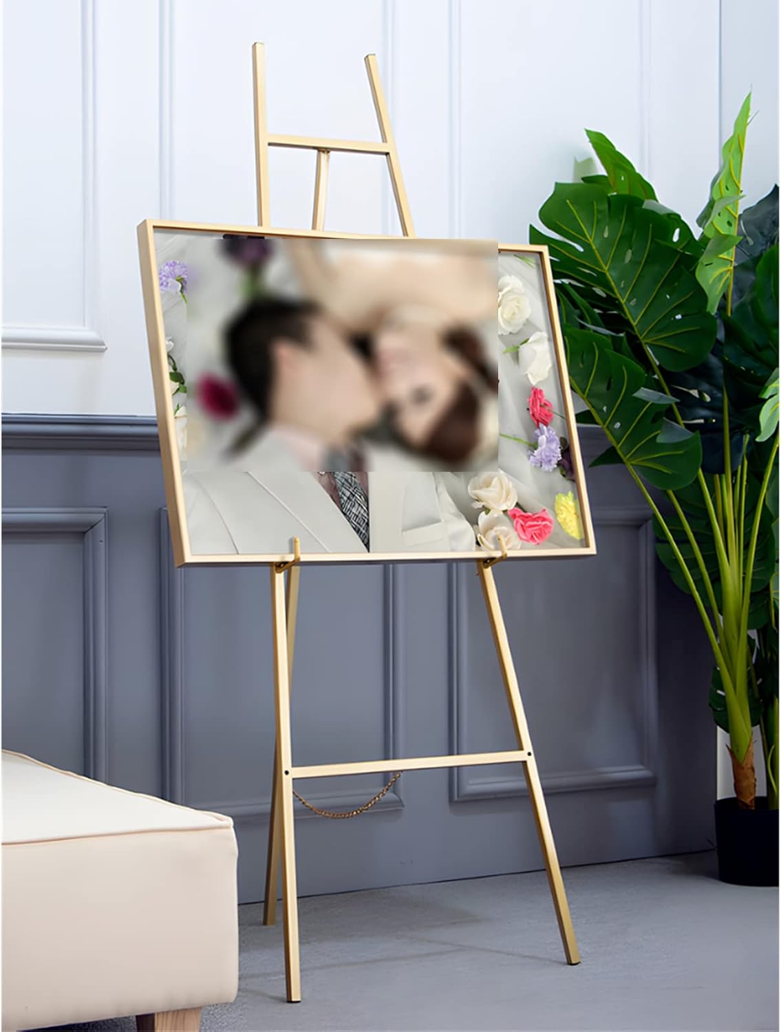 Adjustable Gold Folding Easel Stand 148cm Tall