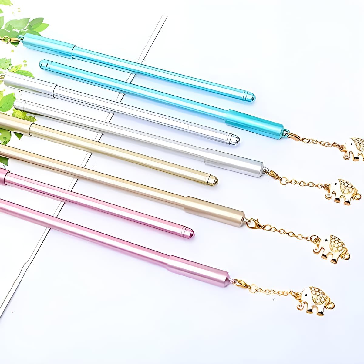 12Pcs Cute Gel Ink Pens with Elephant Pendant