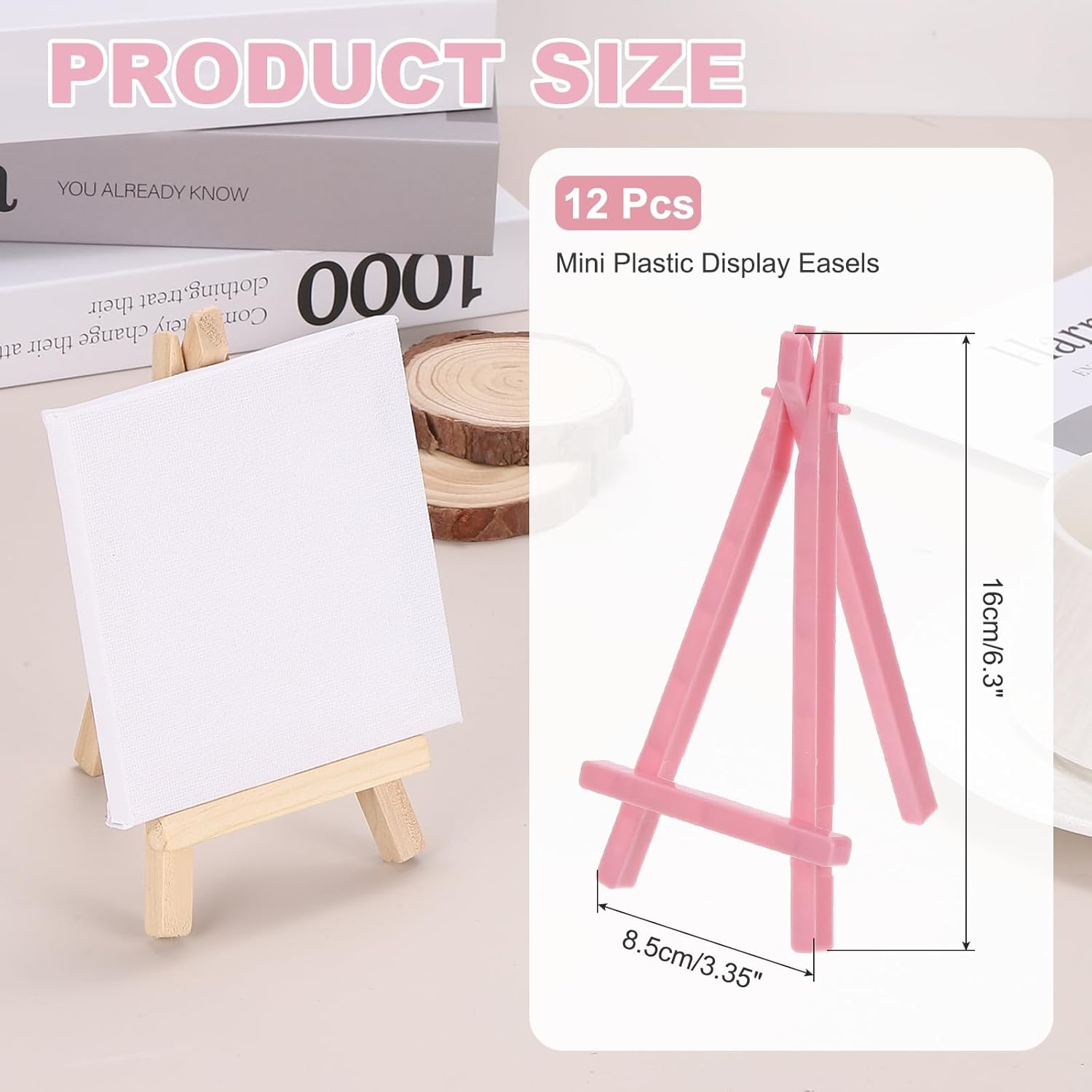 MECCANIXITY Mini Plastic Display Easels Pack of 12 Pink