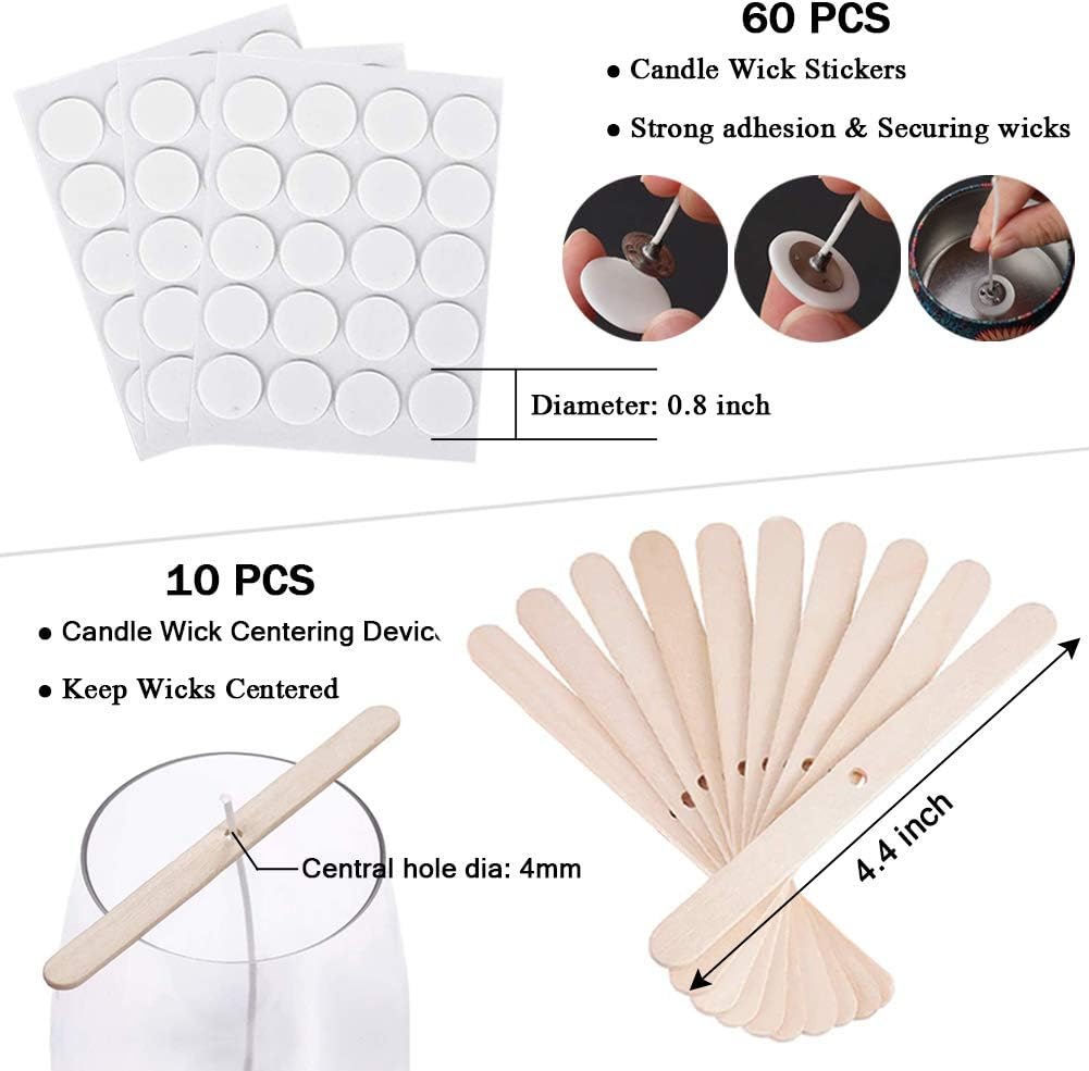 Antunihood Candle Wicks 100 Pcs with 60 Stickers and 10 Wooden Holders