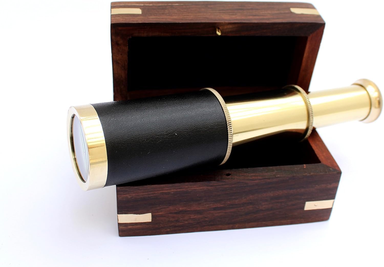 15 Inch Antique Brass Telescope with Leather Wrap and Gold Finish
