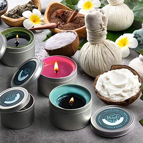 Hearth Harbor Tin Candle Jars - 8 Ounces 24 Pieces Artistic Floral