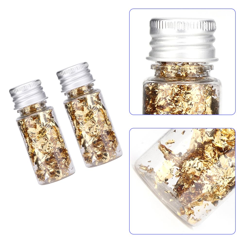Lwuey Gold Leaf Cake Decor 2PCS Sparkling Flakes