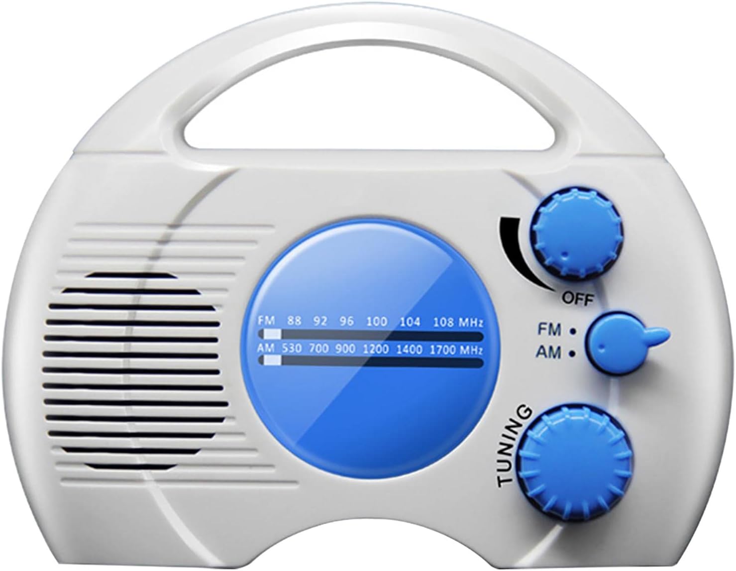 Portable AMFM Shower Radio with Waterproof Design and Built-in Speaker