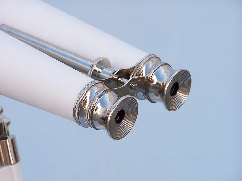 Floor Standing Chrome White Leather Binoculars 62 Inch