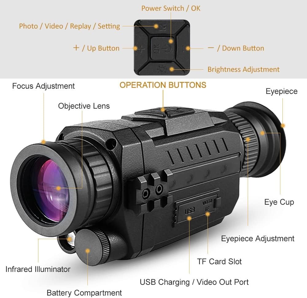 Night Vision Monocular with 8X Digital Zoom and 5X Optical Zoom 1