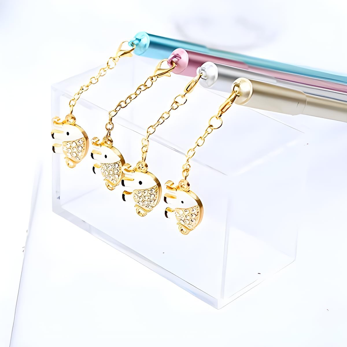 12Pcs Cute Gel Ink Pens with Elephant Pendant