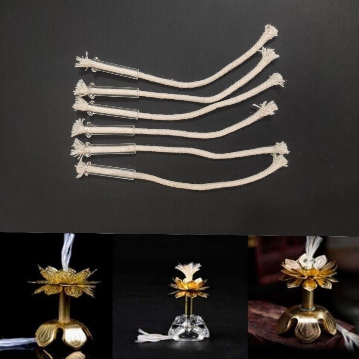 6Pcs DIY Torch Wick Holders with Cotton Wicks