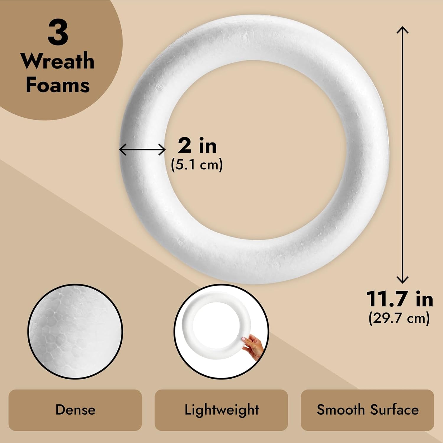 Juvale Foam Wreath Forms 3 Pack 2 Inch