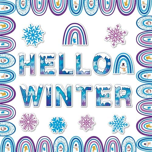 Winter Boho Rainbow Bulletin Board Decorations Set