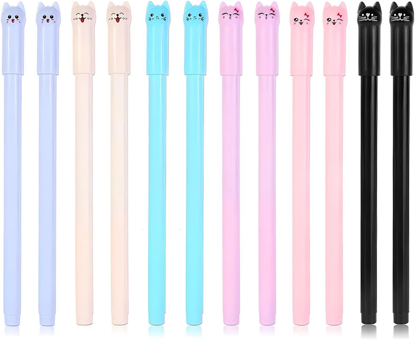12Pcs Cute Cat Design Gel Ink Pens for Kids and Adults