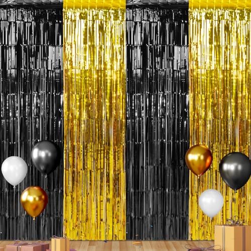 Zachely 6 Pack Graduation Foil Fringe Curtain Backdrop Decorations