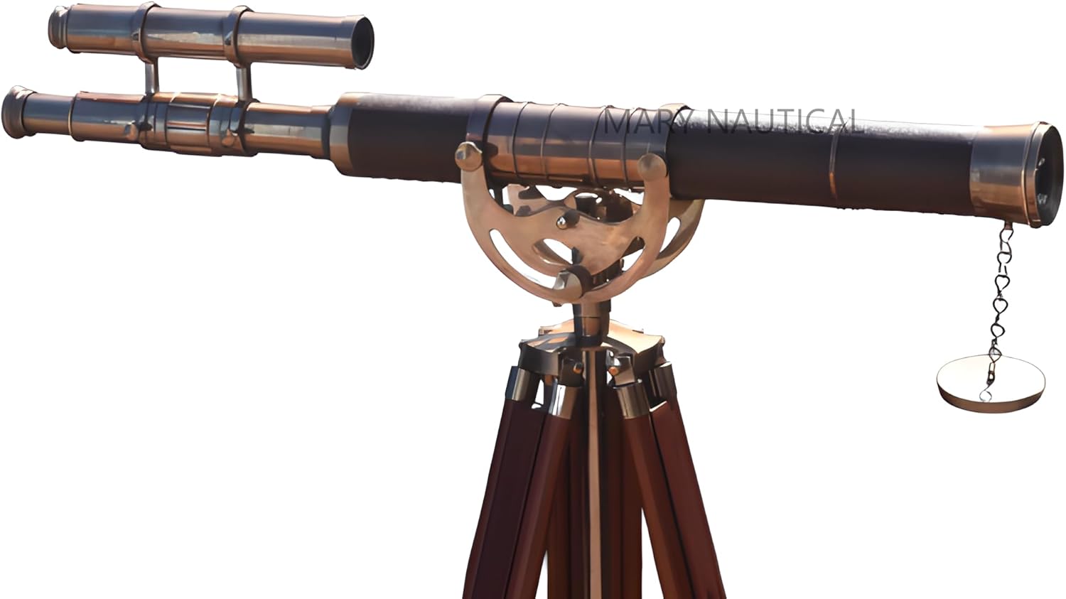 Antique Brass Telescope with Wooden Tripod Stand