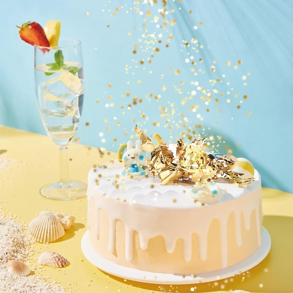 Lwuey Gold Leaf Cake Decor 2PCS Sparkling Flakes
