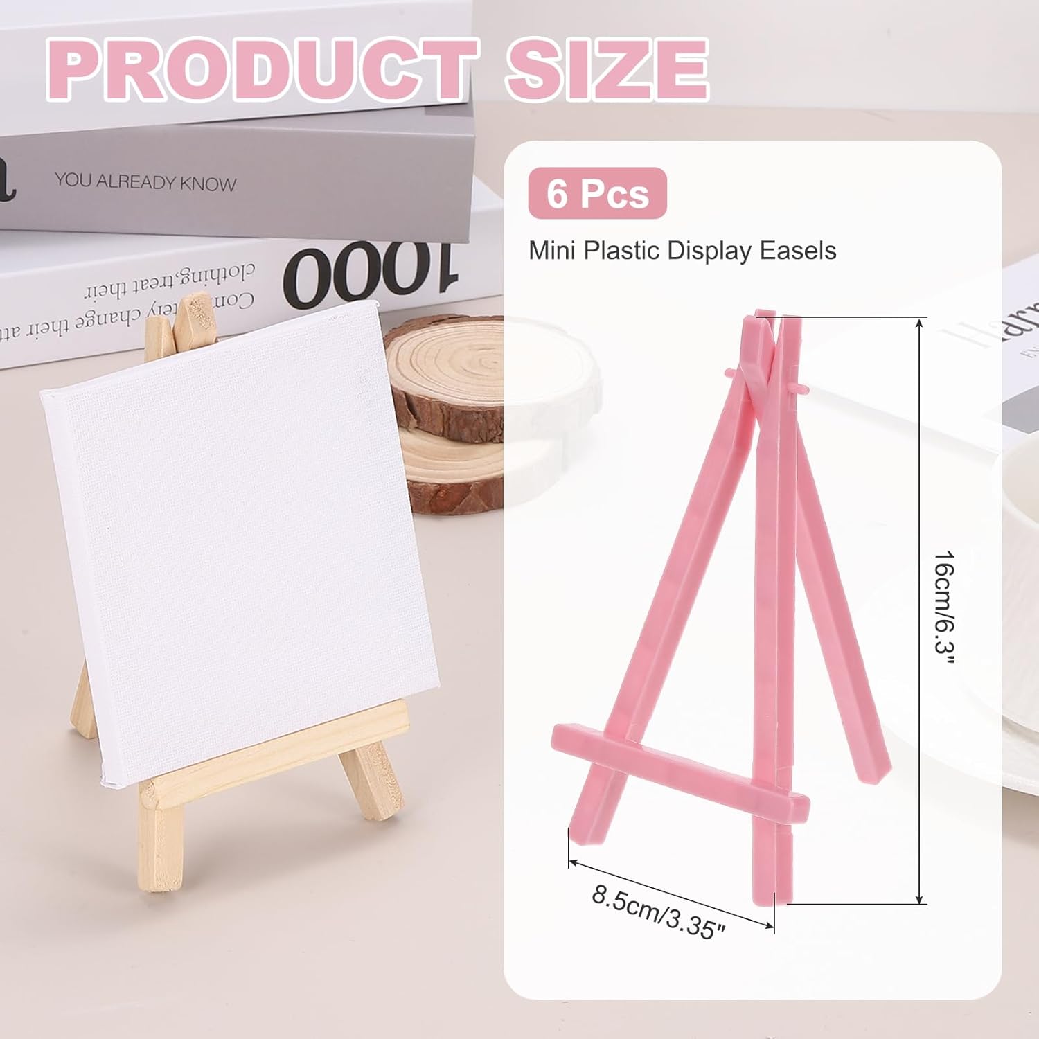 MECCANIXITY Mini Plastic Display Easels Pack of 6 Pink