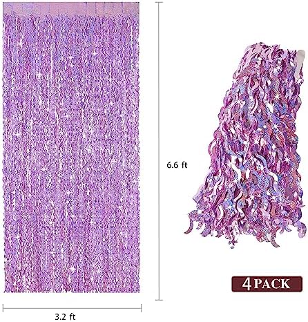 4 Pack Pink Tinsel Curtain Party Backdrop