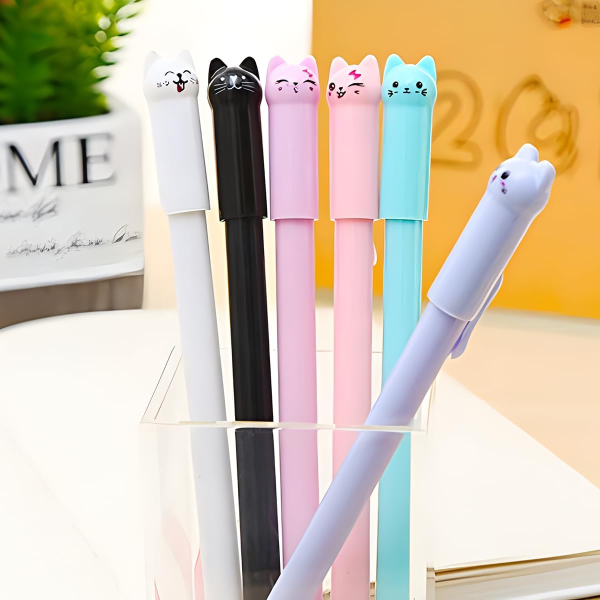 12Pcs Cute Cat Design Gel Ink Pens for Kids and Adults