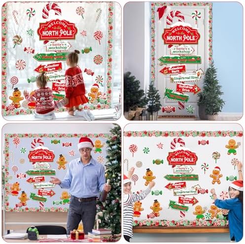53 Pcs Christmas Bulletin Board Set with North Pole Sign