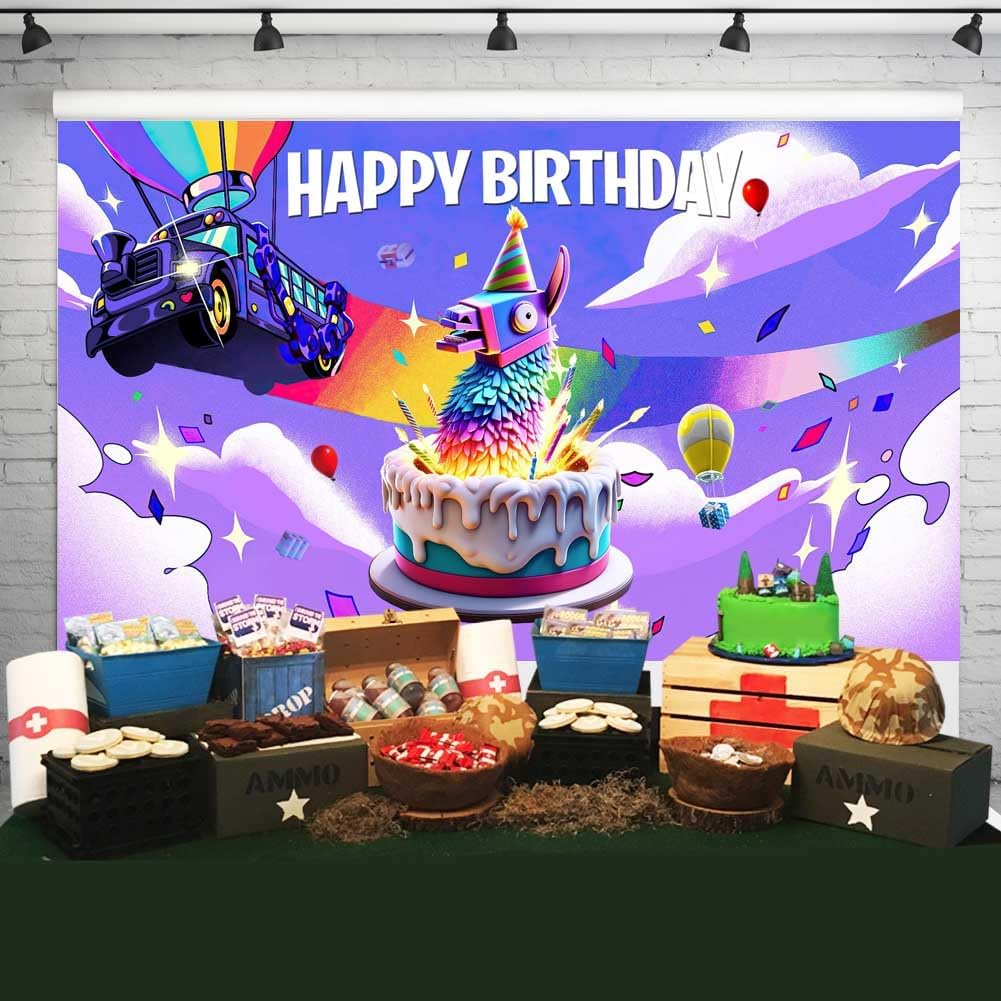 Watercolor Glitter Rainbow Car Background 5x3 ft
