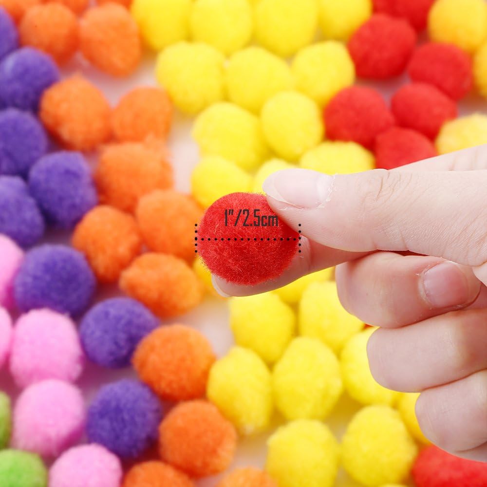 Caydo 400 Pcs Assorted 1 Inch Pom Poms Craft Supplies
