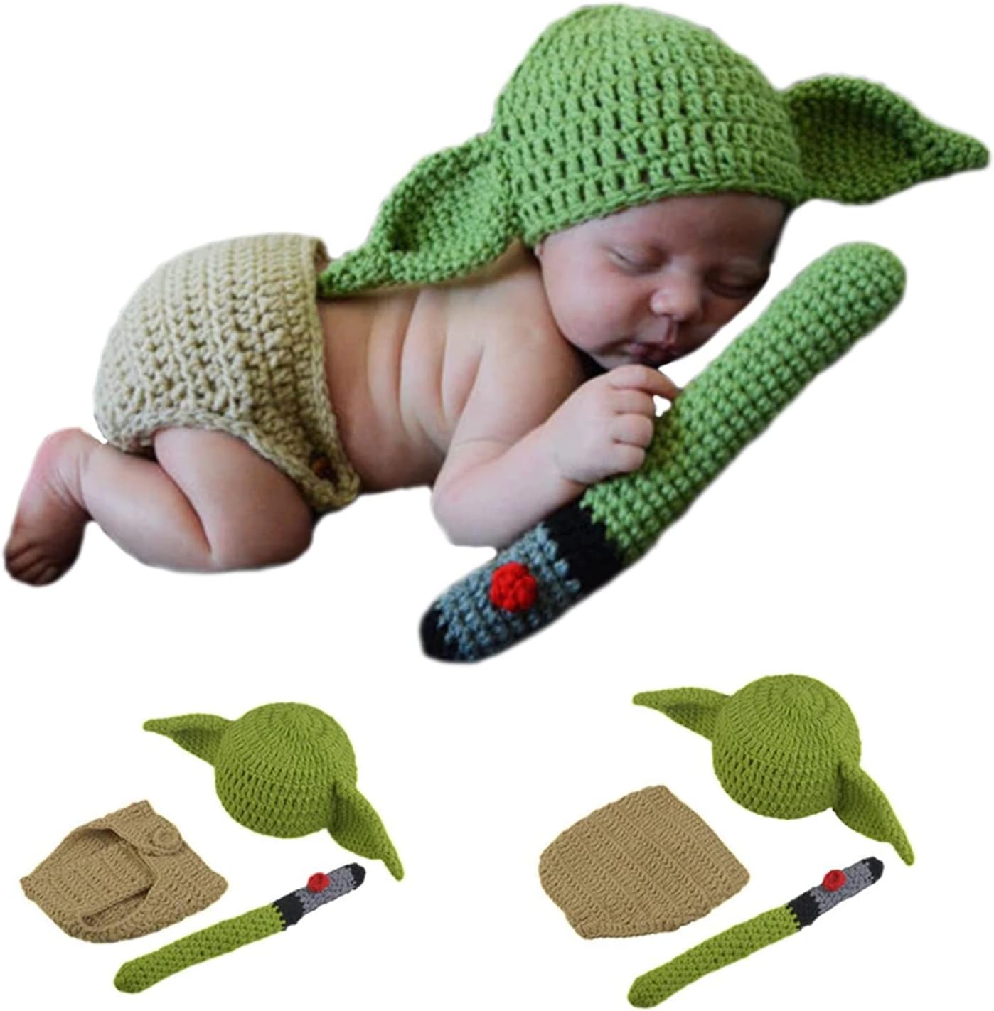 SPOKKI 3PCS Newborn Baby Hat Knit Posing Prop Set