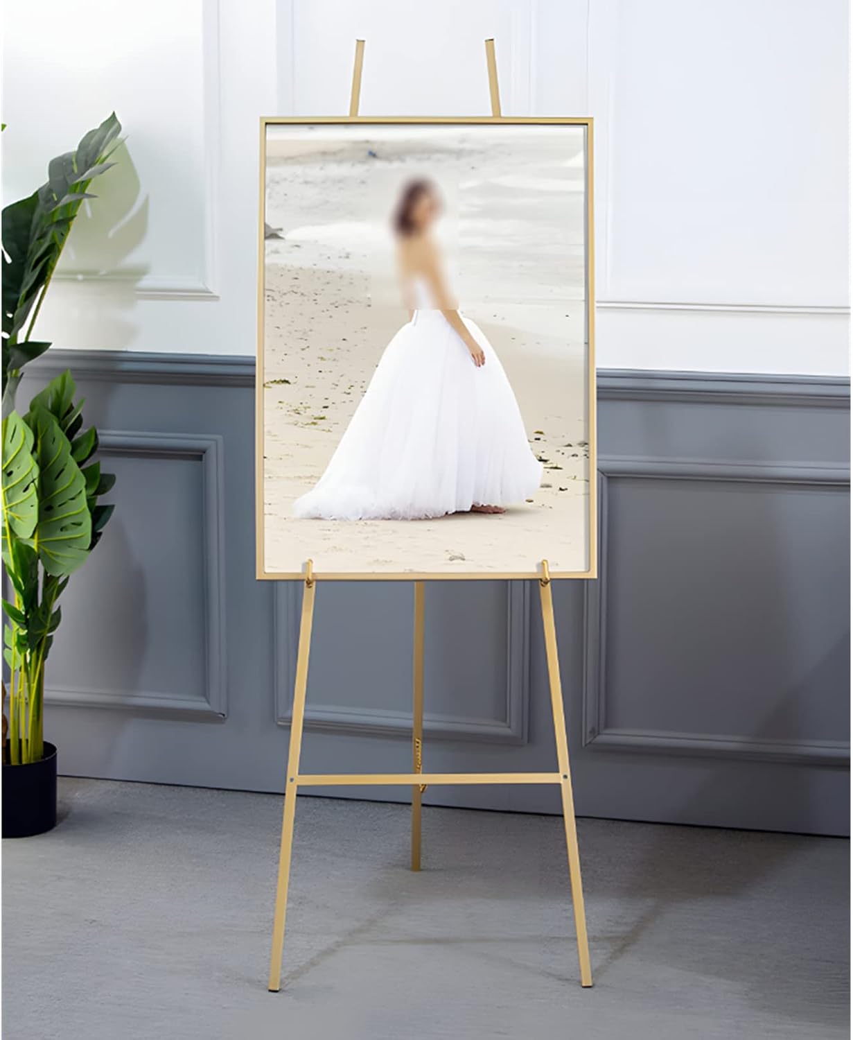 Adjustable Gold Folding Easel Stand 148cm Tall
