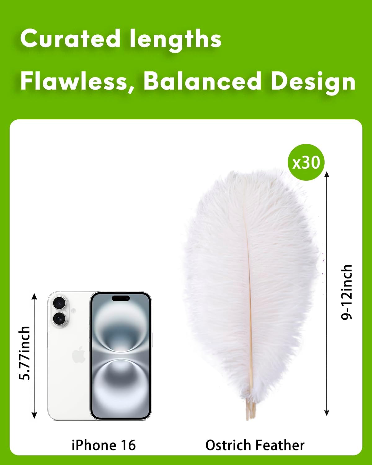 NEWONG 30pcs White Ostrich Feathers for Crafts and Decor