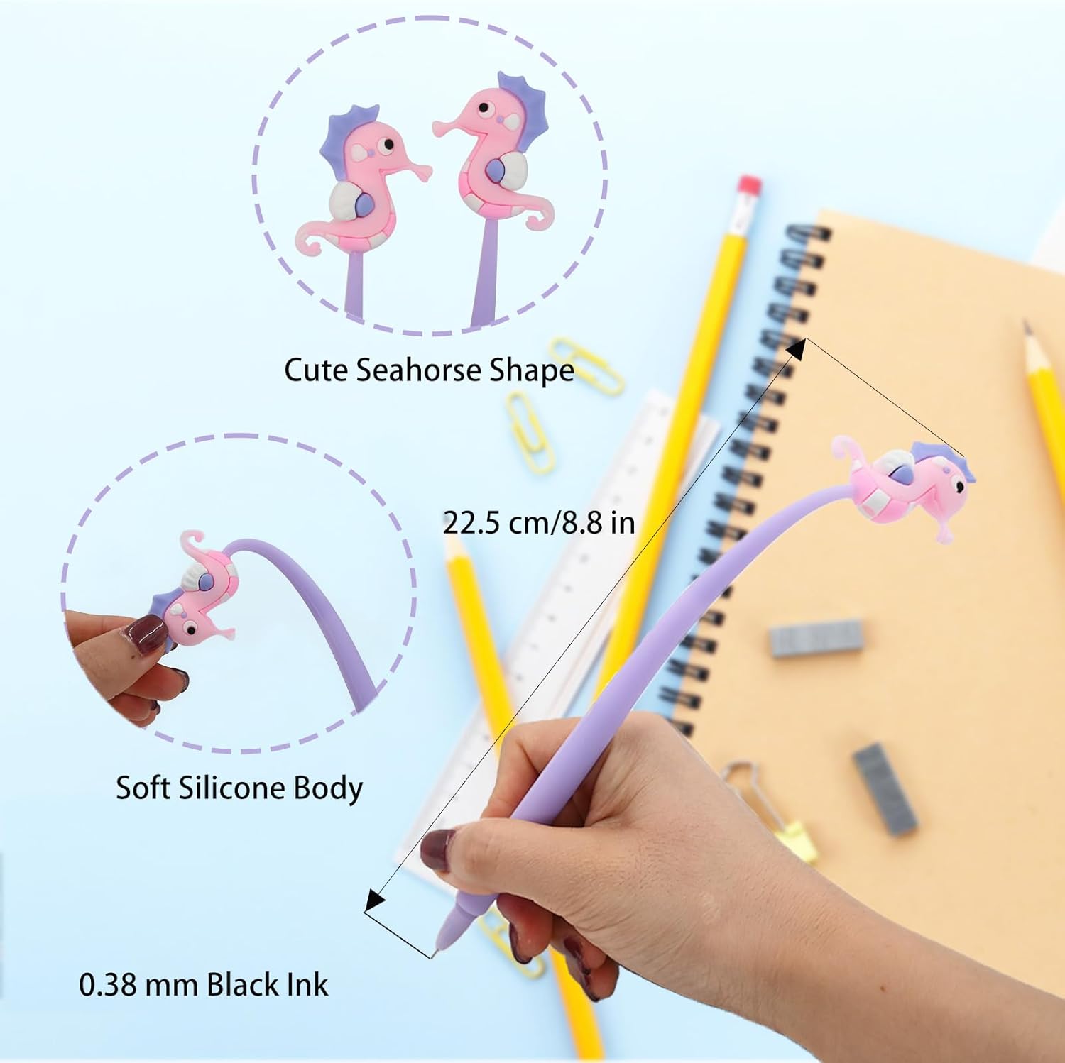 12 PCS Kawaii Seahorse Shaped Gel Pens