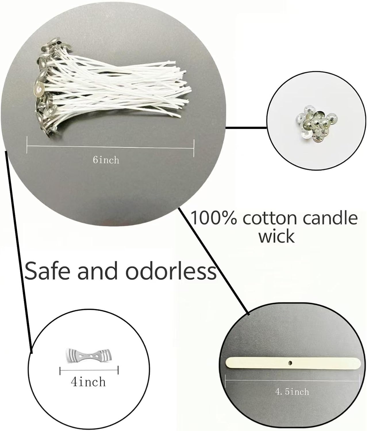 6 Inch Candle Wicks Set with Stickers and Holder