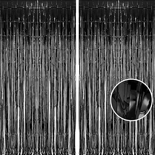 Foil Fringe Curtain Black Party Backdrop