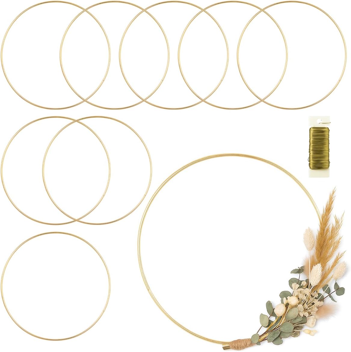 8 Pack Gold Metal Rings for Macrame Crafts and Dream Catchers
