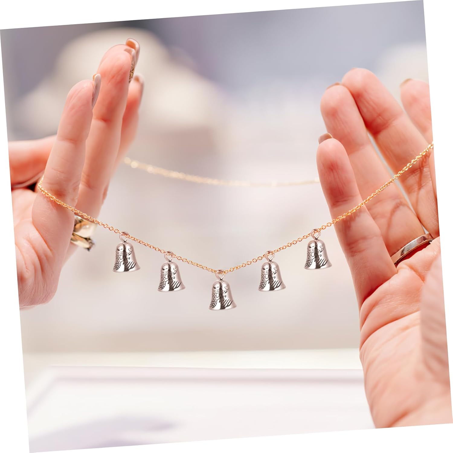 NUOBESTY 20pcs Silver Bells Charms Mini Jingle Bells for Jewelry Crafts