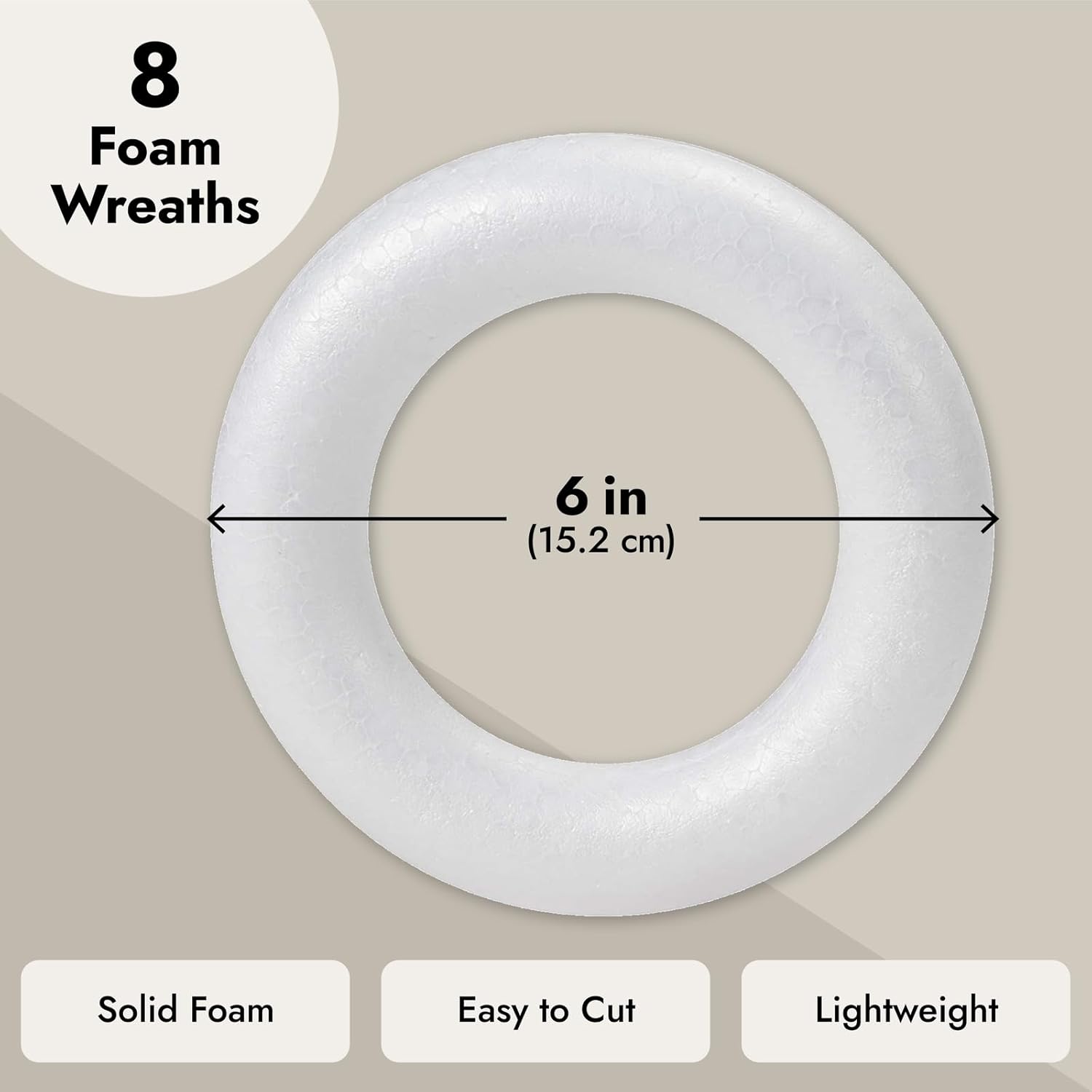 Juvale 6 Inch Foam Wreath Forms 8 Pack