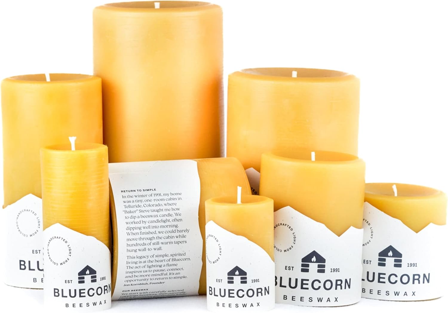 Bluecorn Beeswax 100 Pure Pillar Candles