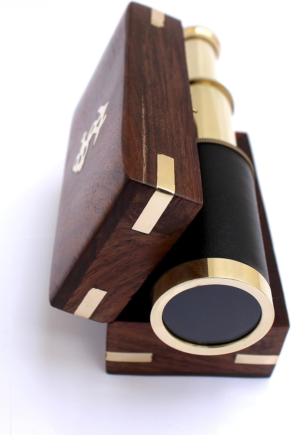 15 Inch Antique Brass Telescope with Leather Wrap and Gold Finish
