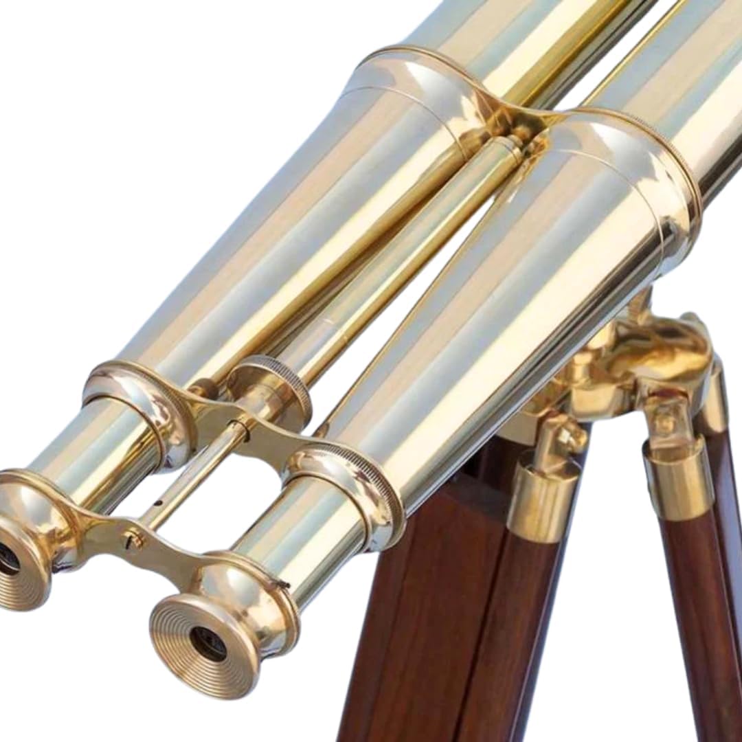 Nautical Floor Standing Brass Binoculars with Adjustable Tripod