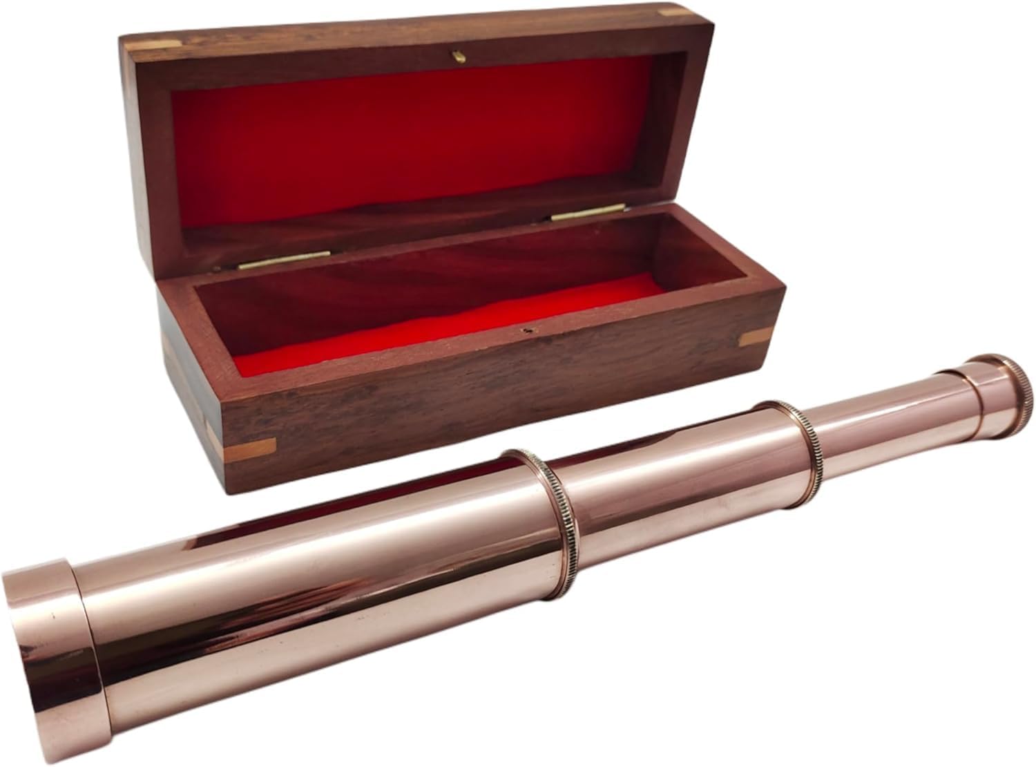 15 Inch Extendable Brass Telescope with Wooden Box