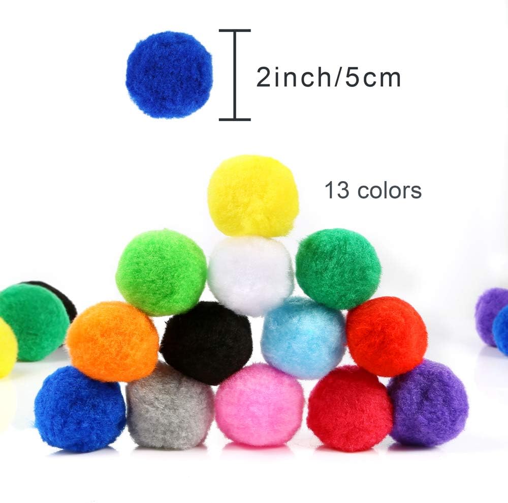 Pllieay 120Pcs 2 Inch Assorted Pom Poms for Crafts