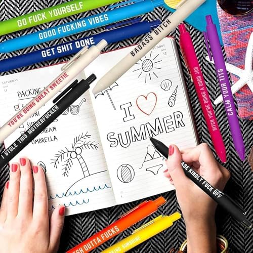 11 Pcs Funny Retractable Pens with Snarky Sayings