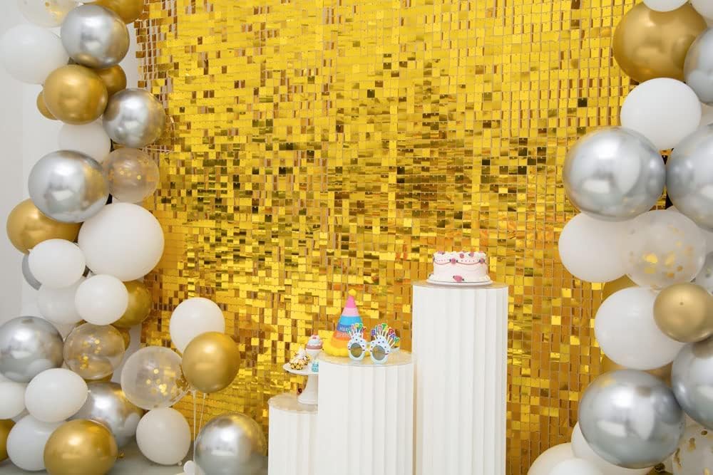 Kate Square Gold Shimmer Wall Sequin Panel Backdrop Pack of 12