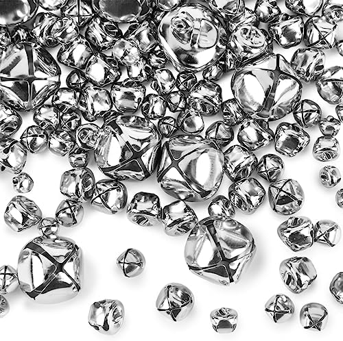 VGOODALL 250PCS Assorted Size Silver Jingle Bells