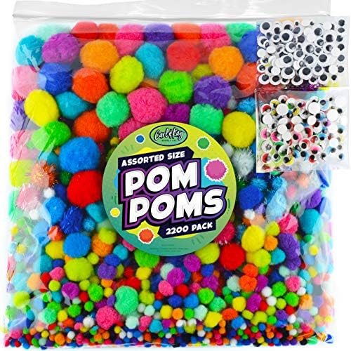 2200 Pieces Assorted Pom Poms with Googly Eyes
